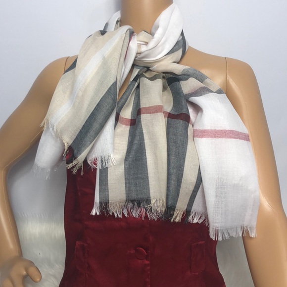 Beige Plaid Scarf Wrap Pashmina - Picture 5 of 8